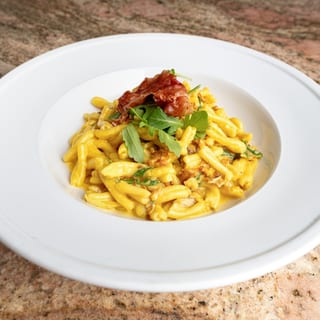 Garganelli Speck Rucola e Zafferano
